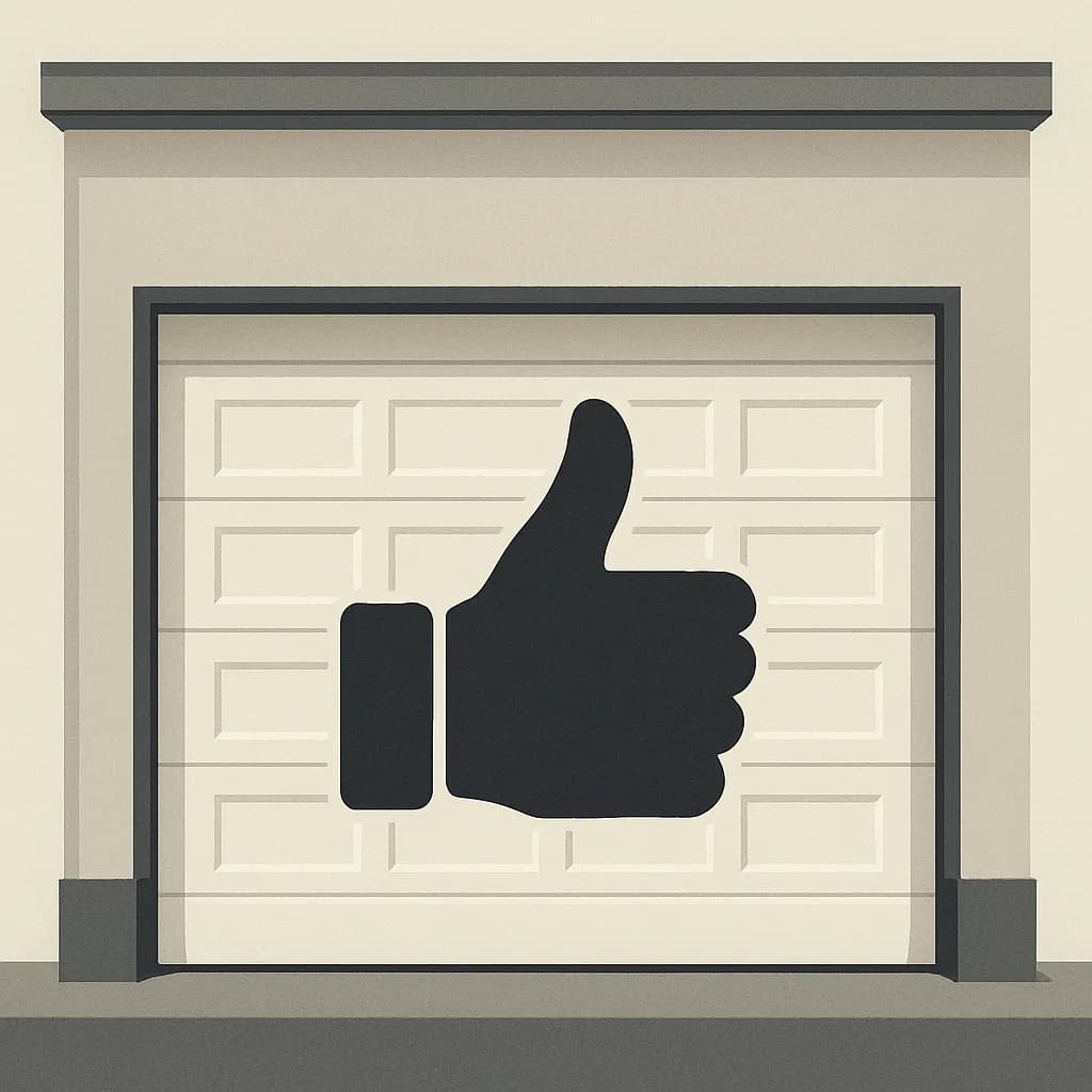 Garage door with thumbs up